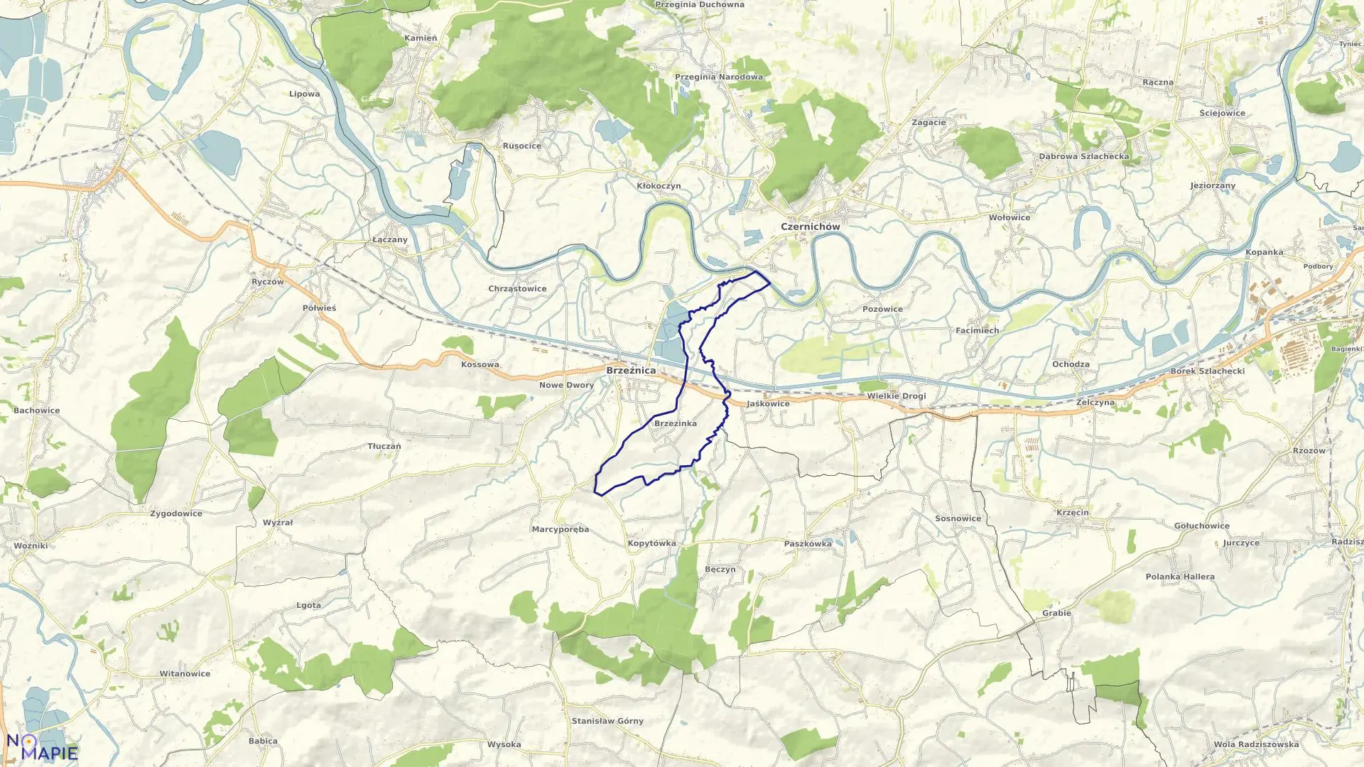 Mapa obrębu BRZEZINKA w gminie Brzeźnica