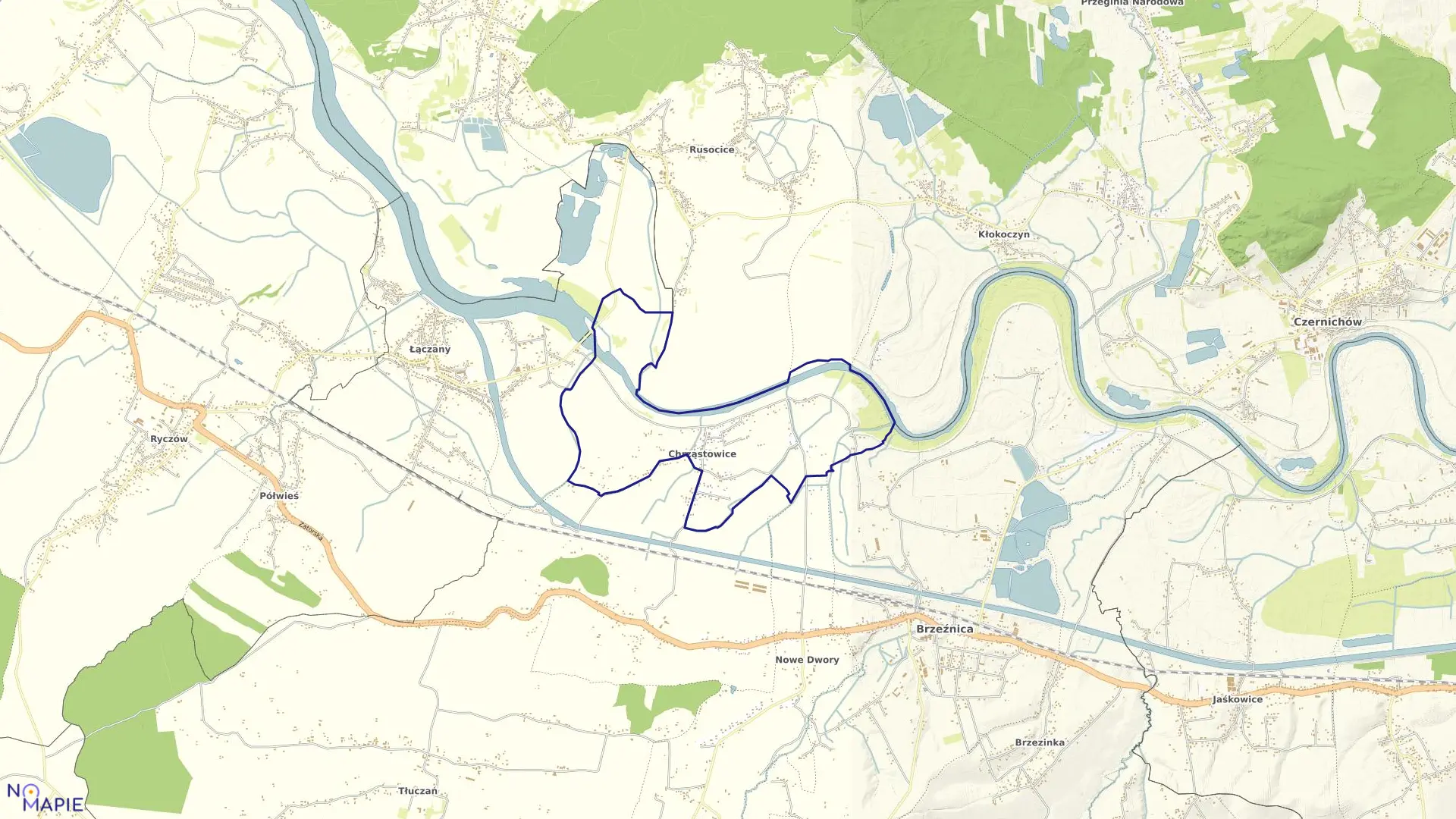 Mapa obrębu CHRZĄSTOWICE w gminie Brzeźnica