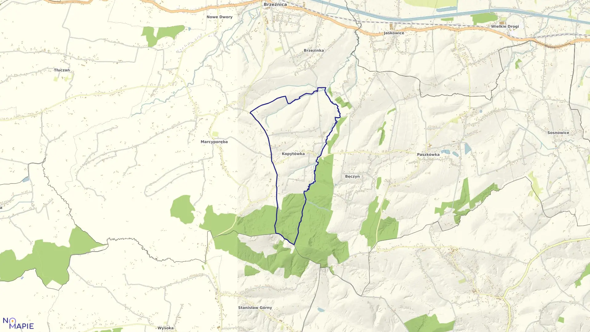 Mapa obrębu KOPYTÓWKA w gminie Brzeźnica