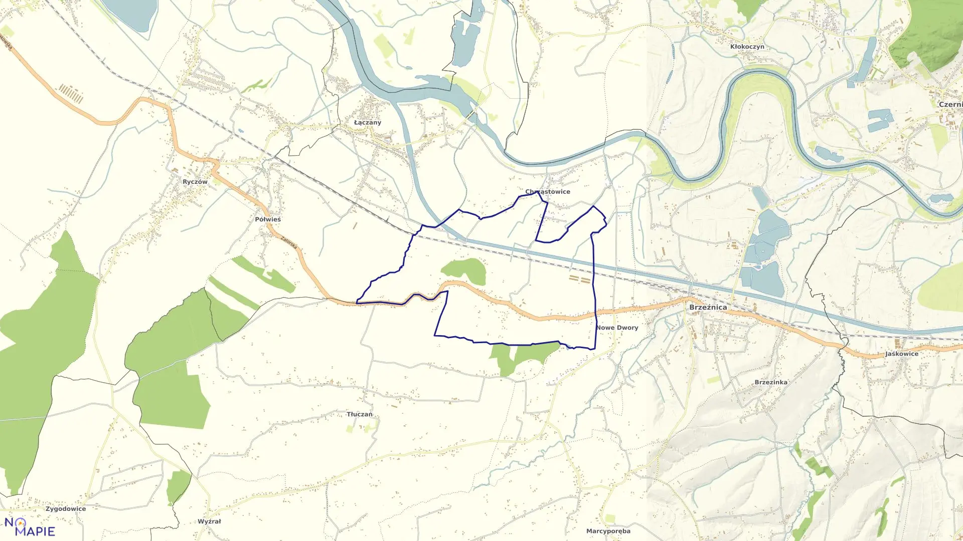 Mapa obrębu KOSSOWA w gminie Brzeźnica