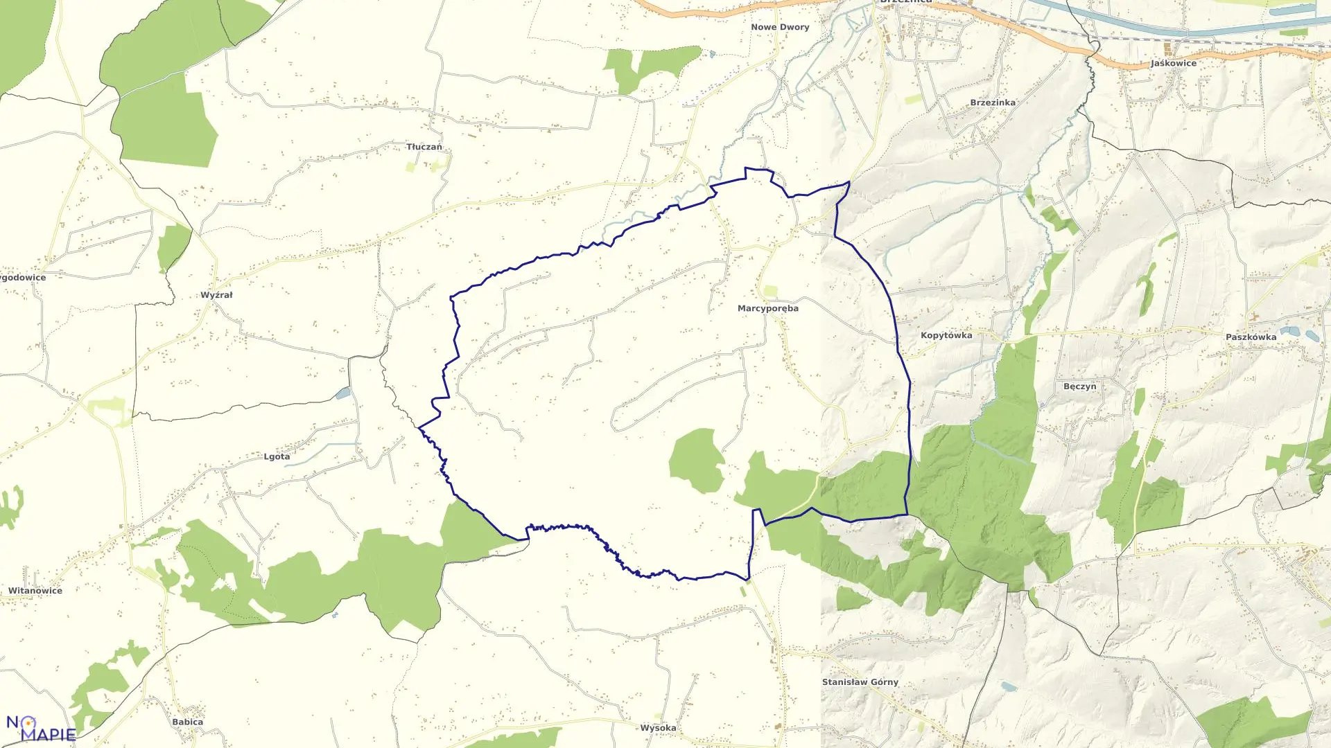 Mapa obrębu MARCYPORĘBA w gminie Brzeźnica