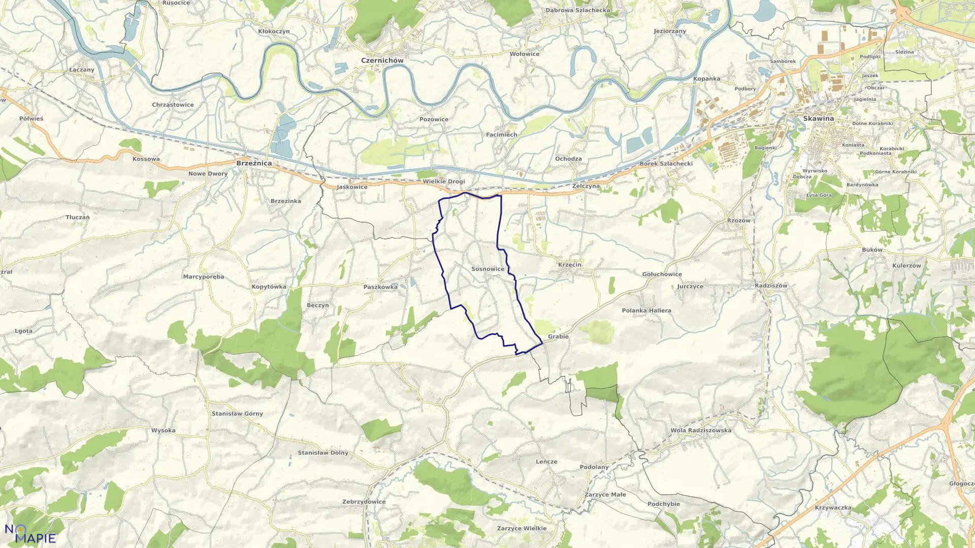 Mapa obrębu SOSNOWICE w gminie Brzeźnica