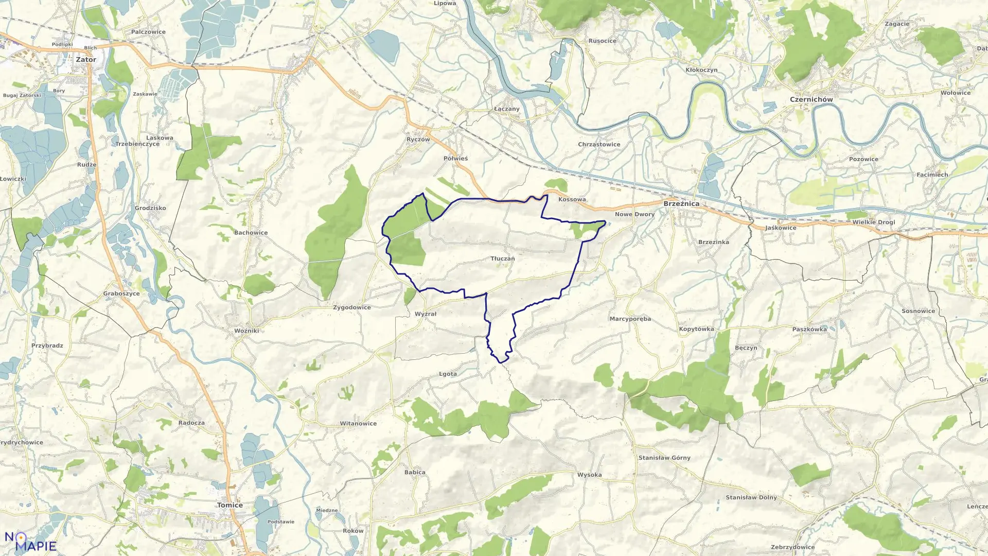 Mapa obrębu TŁUCZAŃ w gminie Brzeźnica